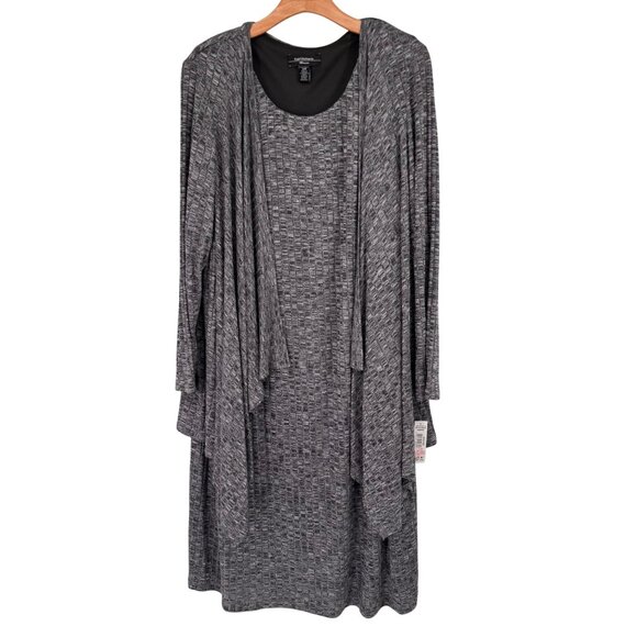 R&M Richards Womens Cascade Grey Knit Jacket Dress size 22w plus new $99 - Picture 5 of 14